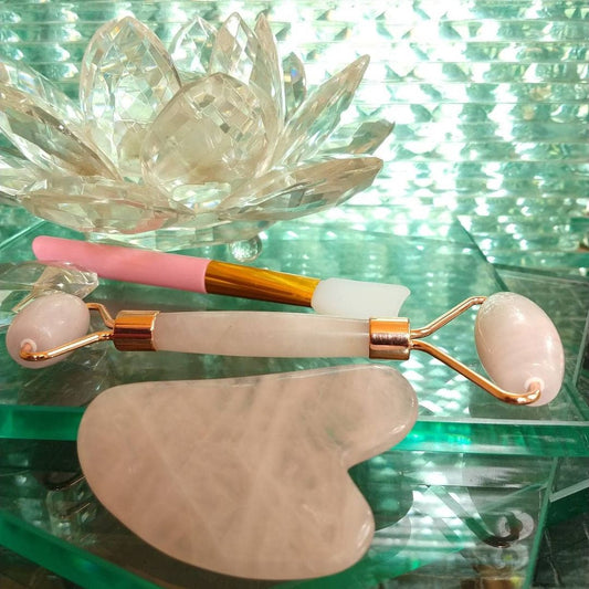 ROSE QUARTZ JADE ROLLER & GUA SHA PREMIUM SET